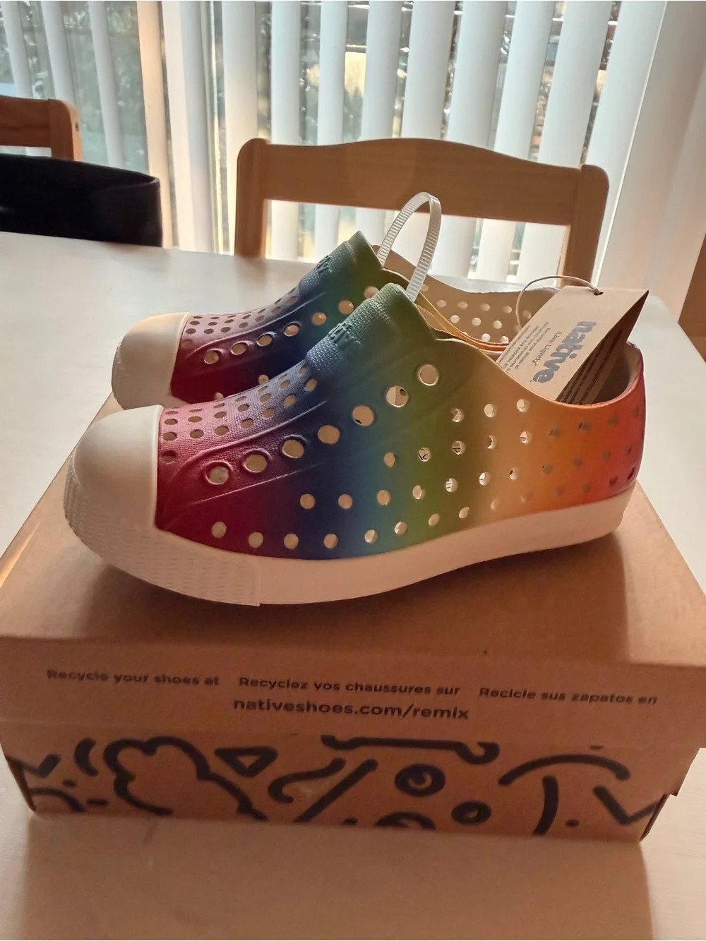 Native Kids Jefferson Slip-On Shoe in Rainbow Gradient